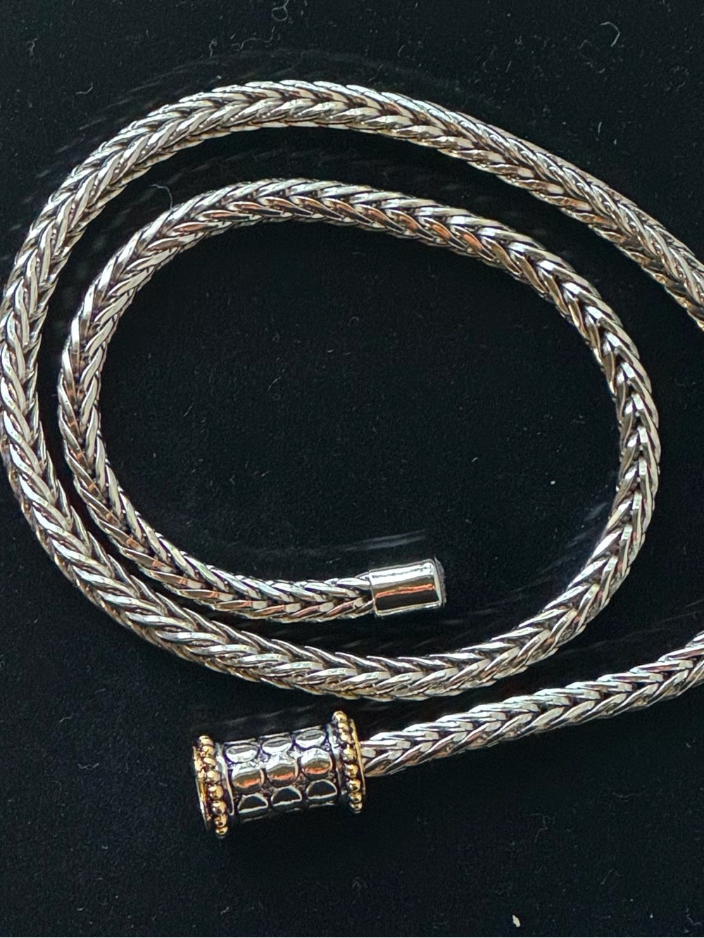 Silver Weave Two-Tone Rope Chain Necklace with Magnetic Clasp - Picture 8 of 11
